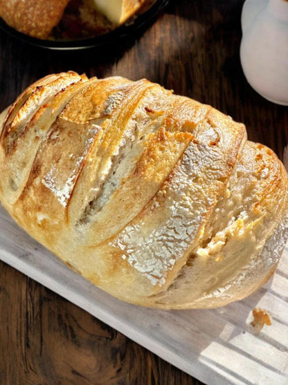 Sourdough bread on wooden table